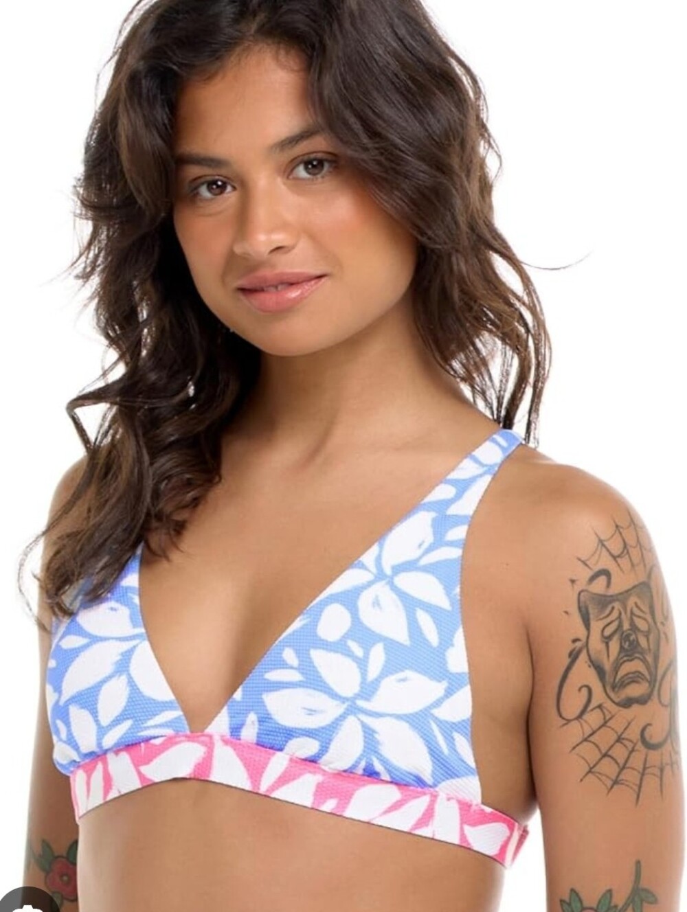Body Glove Freya Fixed Triangle Halter Floral Printed Bikini Top Size LARGE NWT